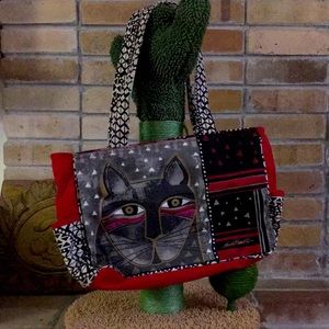 Laurel Burch Large Canvas Shoulder Tote Bag